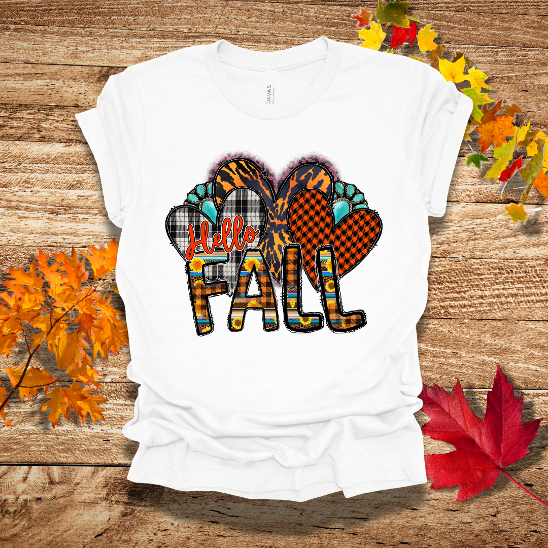 Hello Fall Hearts T-Shirt