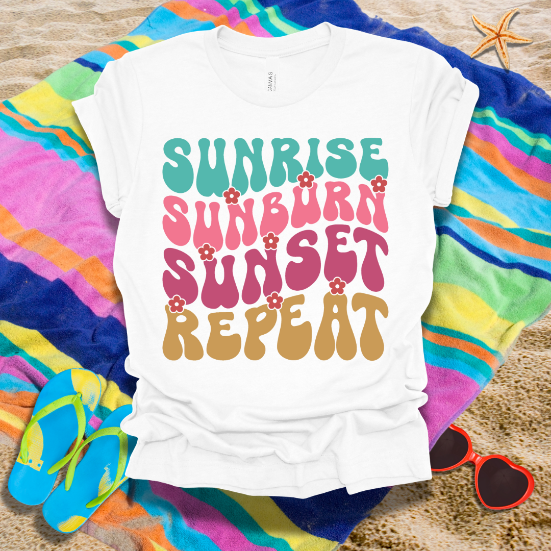 Sunrise Sunburn Sunset Repeat Summer T-Shirt