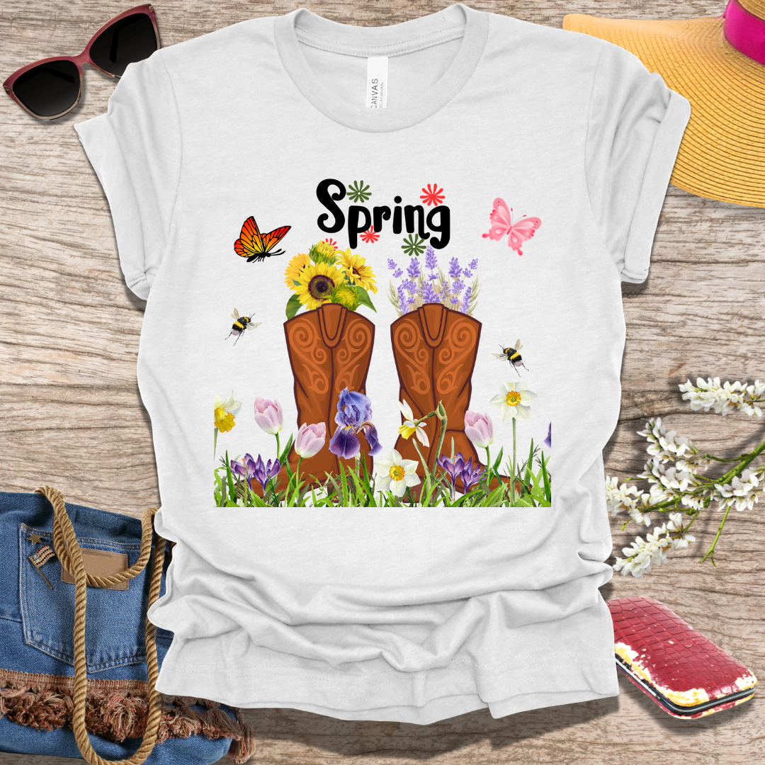 Spring Flowers And Boots T-Shirt