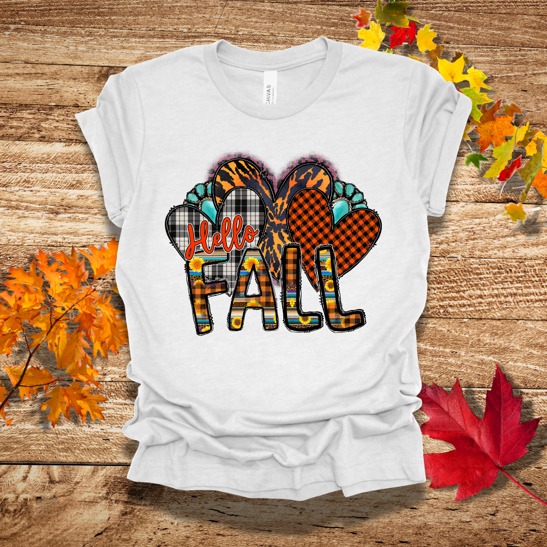 Hello Fall Hearts T-Shirt