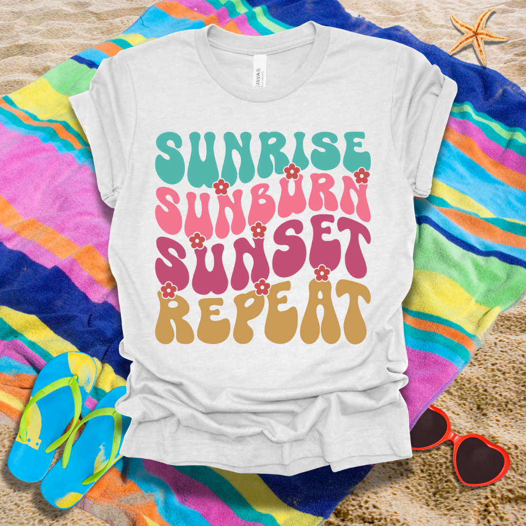 Sunrise Sunburn Sunset Repeat Summer T-Shirt