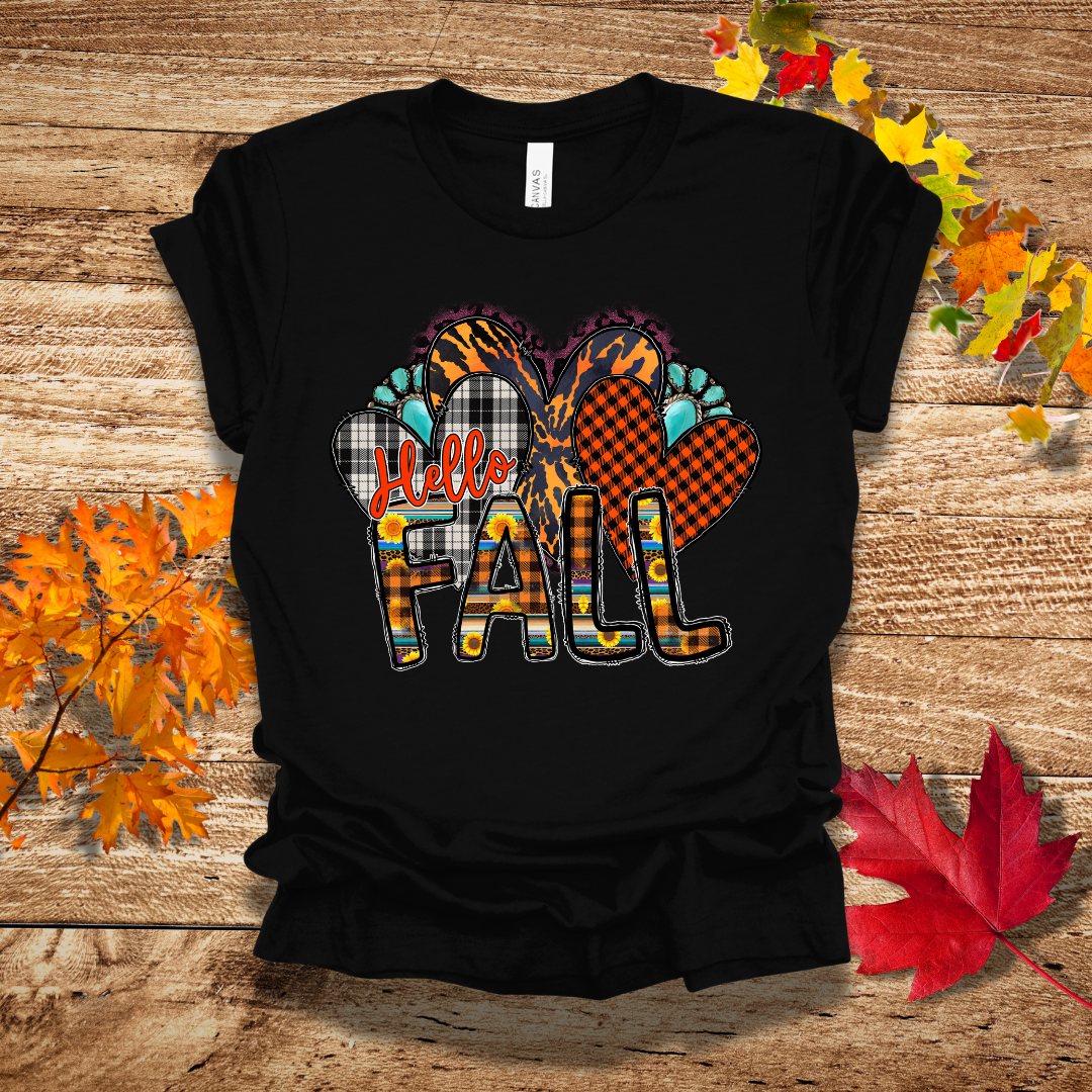 Hello Fall Hearts T-Shirt