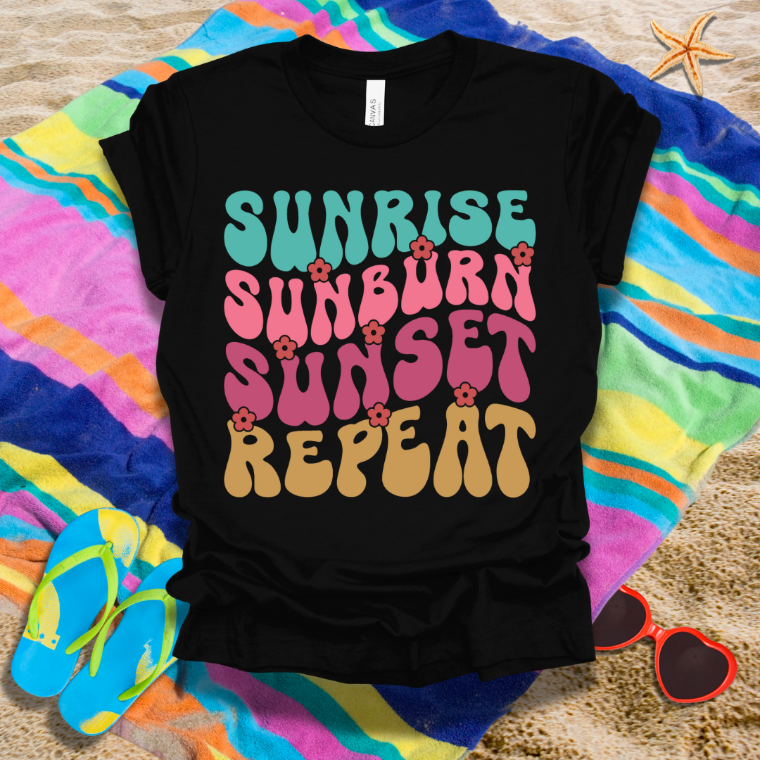 Sunrise Sunburn Sunset Repeat Summer T-Shirt