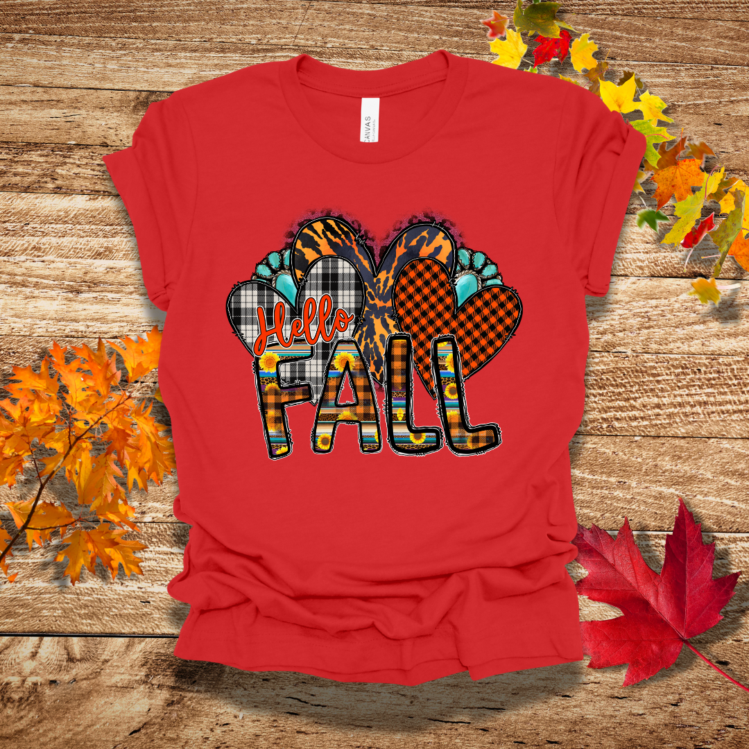 Hello Fall Hearts T-Shirt