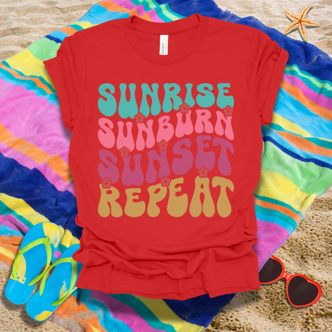 Sunrise Sunburn Sunset Repeat Summer T-Shirt