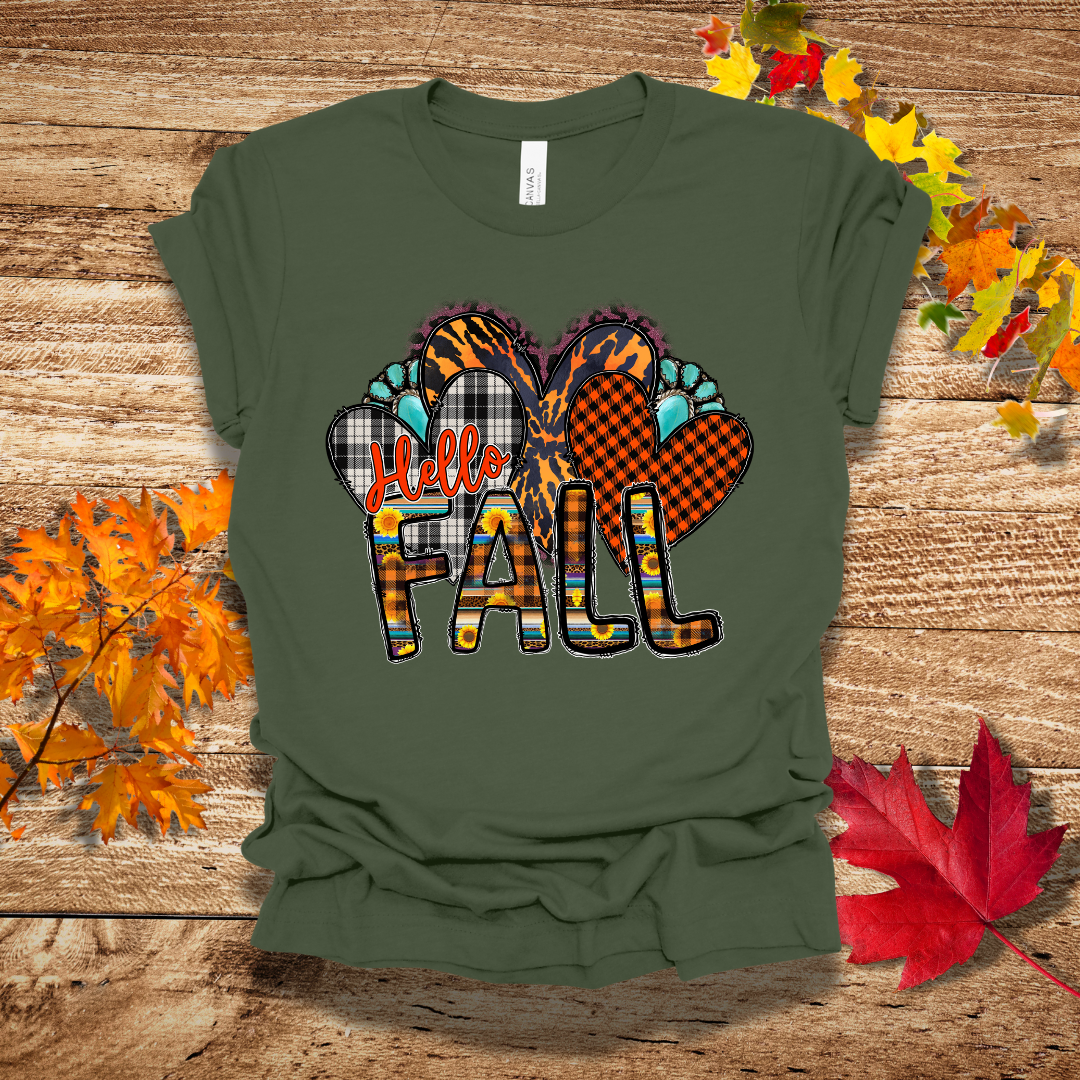 Hello Fall Hearts T-Shirt