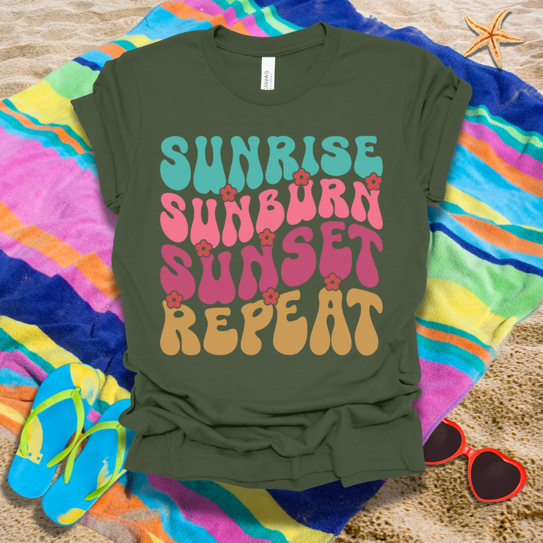 Sunrise Sunburn Sunset Repeat Summer T-Shirt