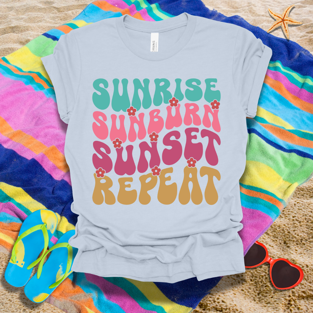 Sunrise Sunburn Sunset Repeat Summer T-Shirt