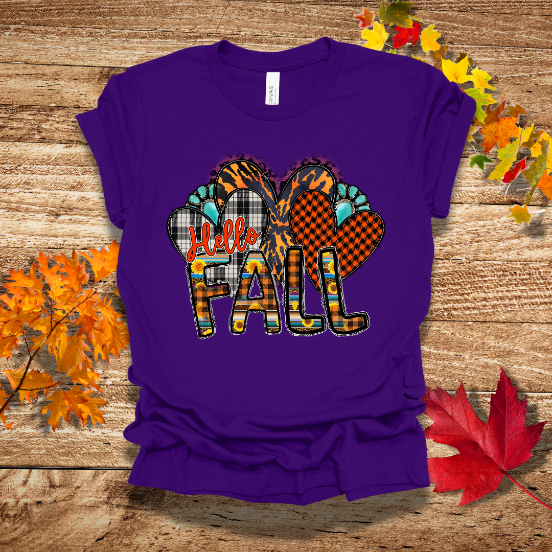 Hello Fall Hearts T-Shirt