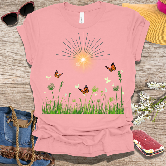 Spring Sun And Butterflies T-Shirt