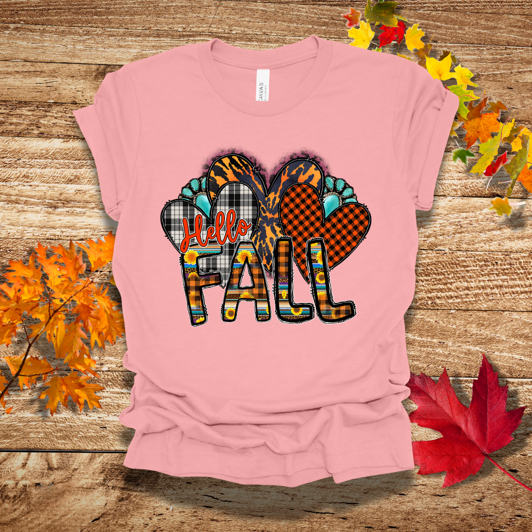 Hello Fall Hearts T-Shirt