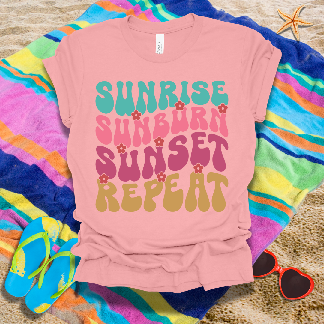 Sunrise Sunburn Sunset Repeat Summer T-Shirt