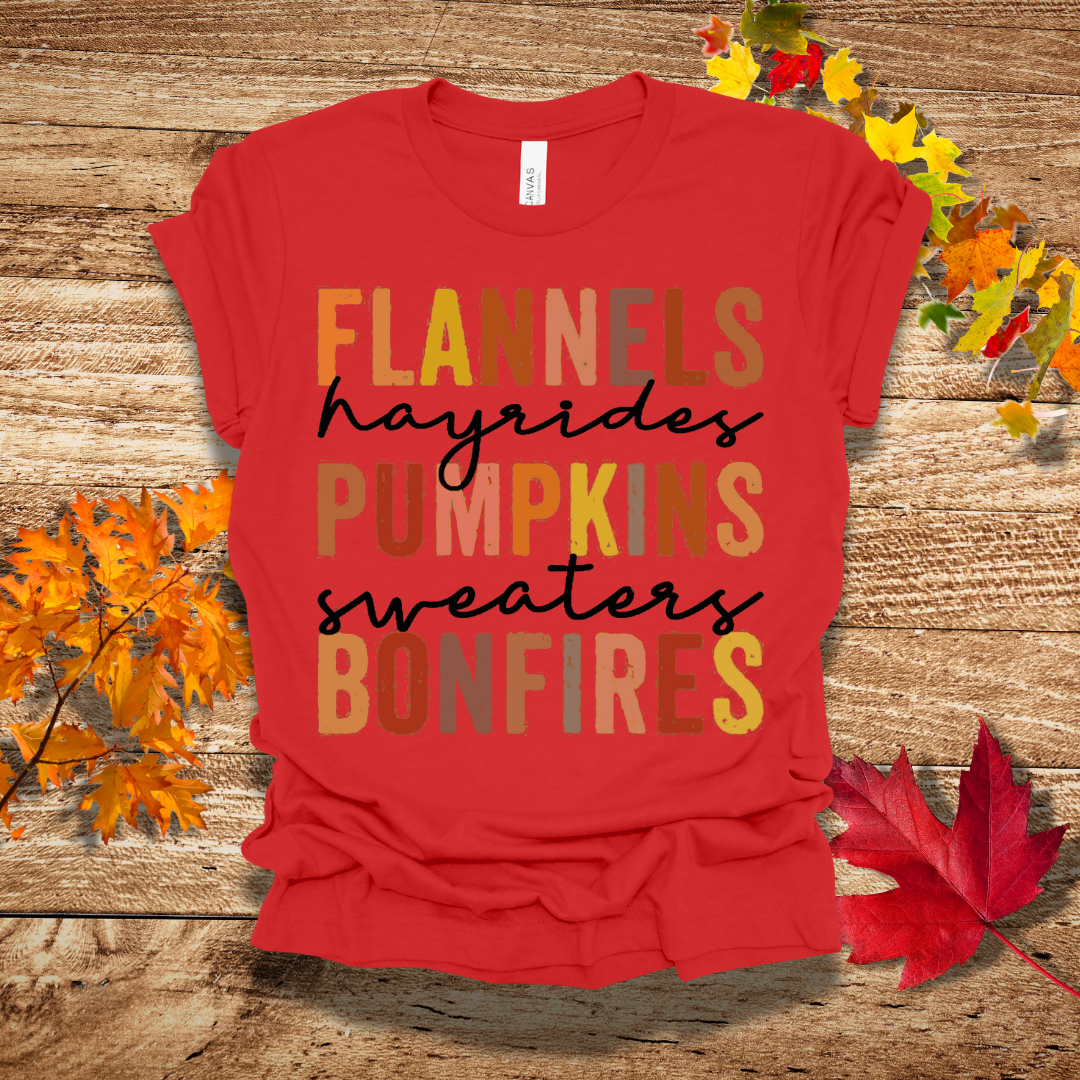 Flannels and Bonfire Fall T-Shirt