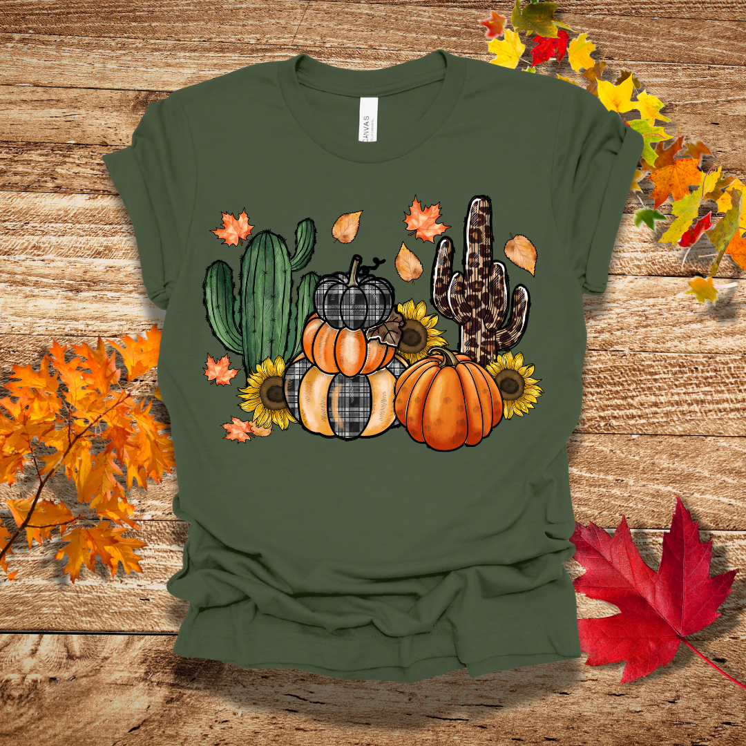 Fall Pumpkin and Cactus Fall T-Shirt