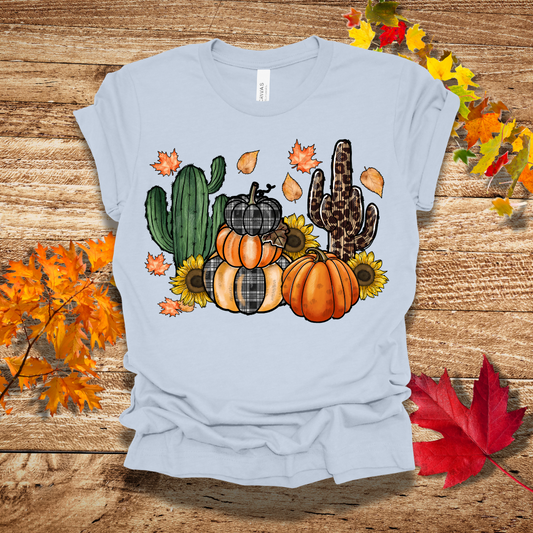 Fall Pumpkin and Cactus Fall T-Shirt