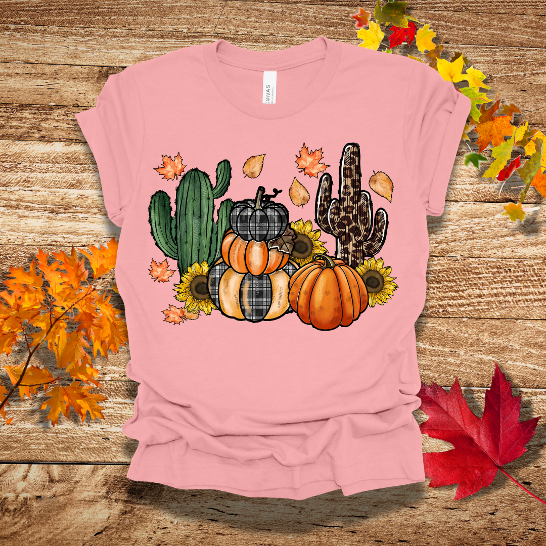 Fall Pumpkin and Cactus Fall T-Shirt